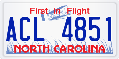 NC license plate ACL4851