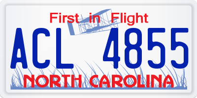 NC license plate ACL4855