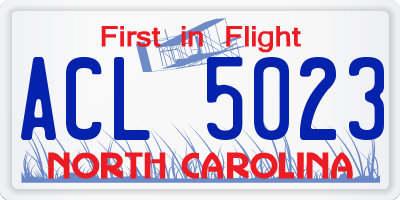 NC license plate ACL5023