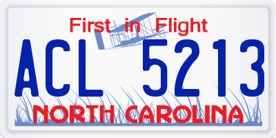 NC license plate ACL5213