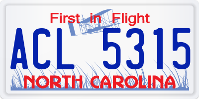 NC license plate ACL5315