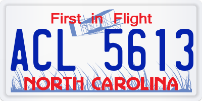 NC license plate ACL5613