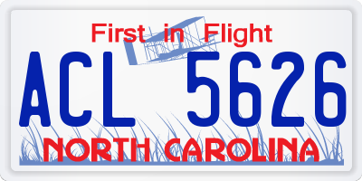NC license plate ACL5626