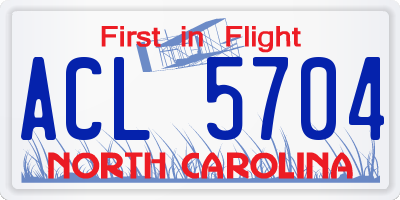 NC license plate ACL5704