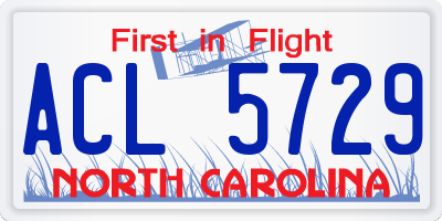 NC license plate ACL5729