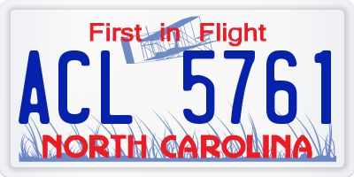 NC license plate ACL5761