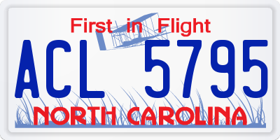 NC license plate ACL5795