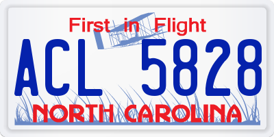 NC license plate ACL5828
