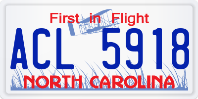 NC license plate ACL5918