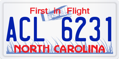 NC license plate ACL6231