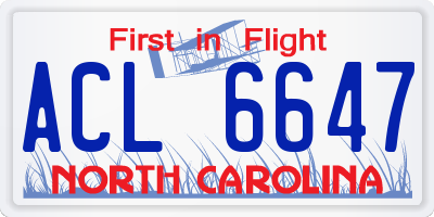 NC license plate ACL6647