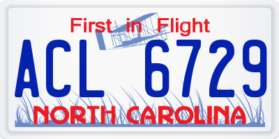 NC license plate ACL6729