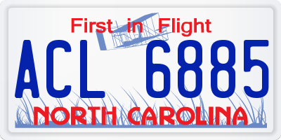 NC license plate ACL6885