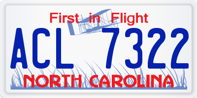 NC license plate ACL7322