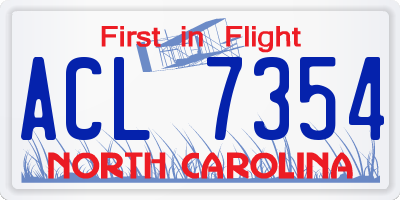 NC license plate ACL7354