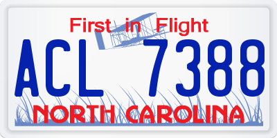NC license plate ACL7388