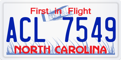 NC license plate ACL7549