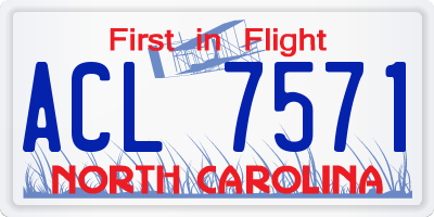 NC license plate ACL7571