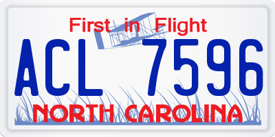 NC license plate ACL7596