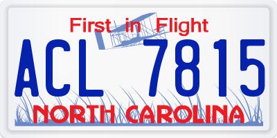 NC license plate ACL7815