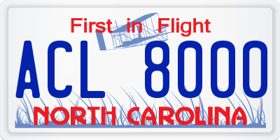 NC license plate ACL8000