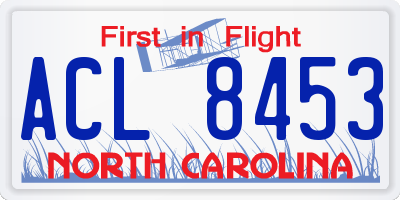 NC license plate ACL8453