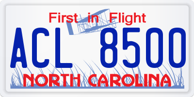 NC license plate ACL8500
