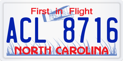 NC license plate ACL8716