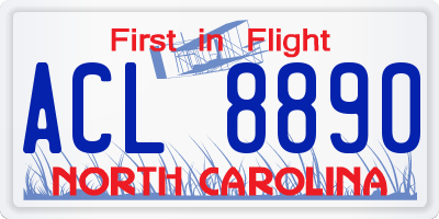NC license plate ACL8890
