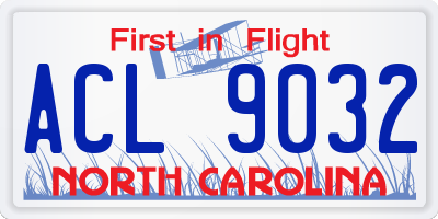 NC license plate ACL9032