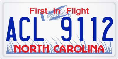 NC license plate ACL9112