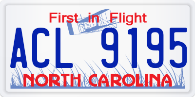 NC license plate ACL9195