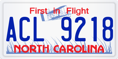 NC license plate ACL9218