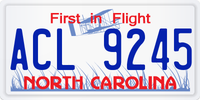 NC license plate ACL9245