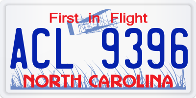 NC license plate ACL9396
