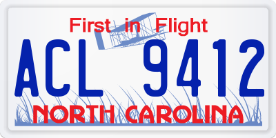 NC license plate ACL9412