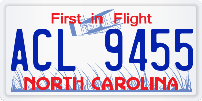 NC license plate ACL9455