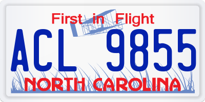 NC license plate ACL9855