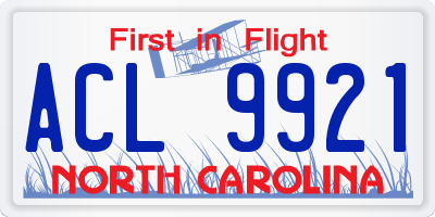 NC license plate ACL9921