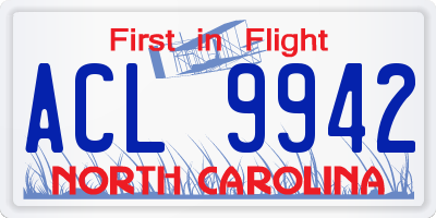 NC license plate ACL9942