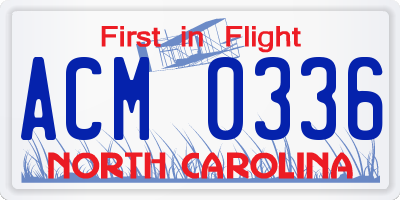 NC license plate ACM0336