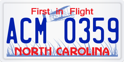 NC license plate ACM0359