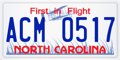 NC license plate ACM0517