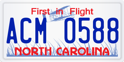 NC license plate ACM0588