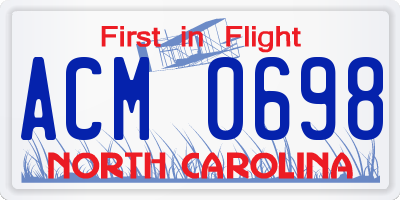 NC license plate ACM0698