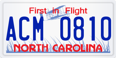 NC license plate ACM0810