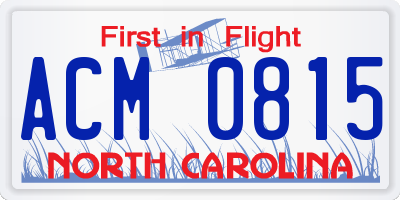 NC license plate ACM0815