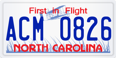 NC license plate ACM0826