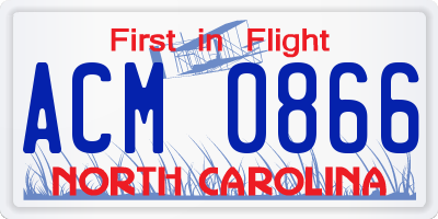 NC license plate ACM0866