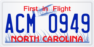 NC license plate ACM0949